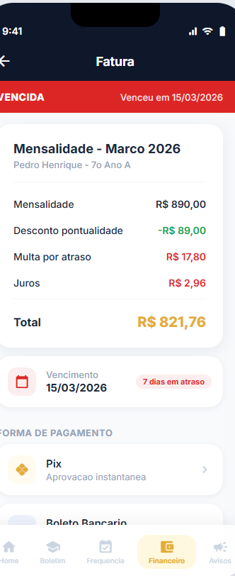 Detalhe de fatura vencida